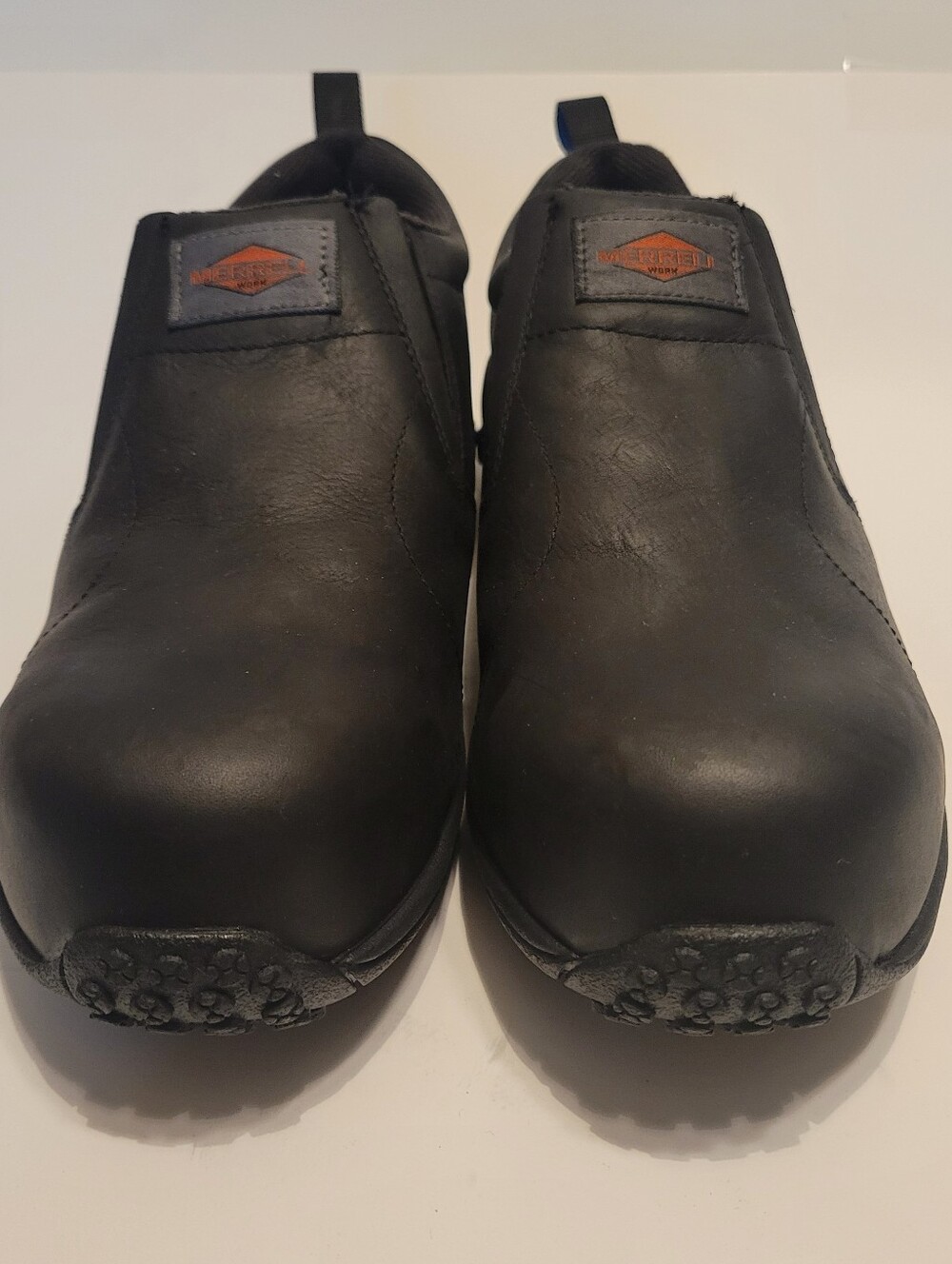 Merell Jungle Moc Leather Composite Toe Work Shoe Mens 8W Black Low Top Slip On